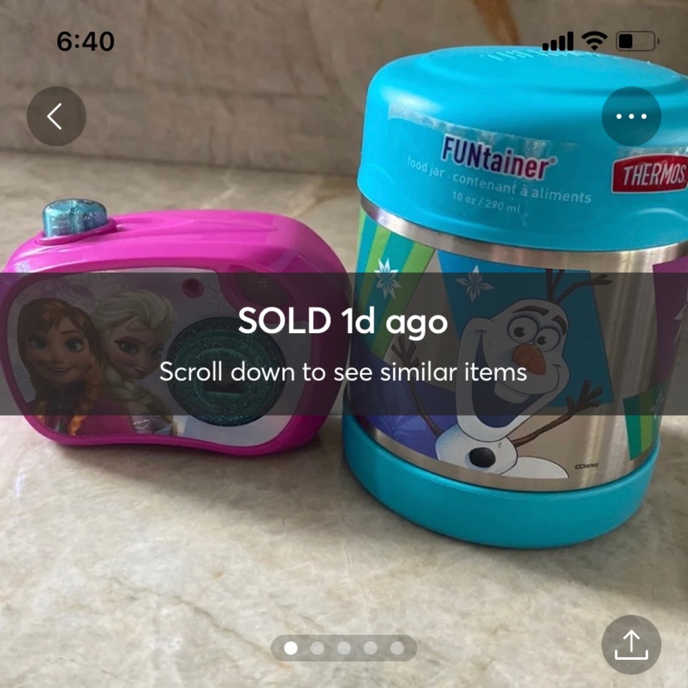 Frozen thermos and toy frozen camera